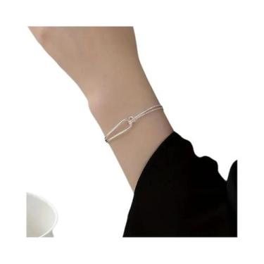Imagem de Pulseira Feminina De Prata Esterlina 925 Com Contas Geométricas, Joia 