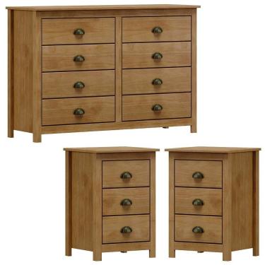 Imagem de Comoda 8 Gv 02 Mesas De Cabeceira 3 Gv Madeira Maciça Freijo Milani Store