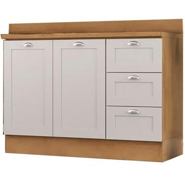 Imagem de Balcao Para Pia Com Tampo 2 Pt 3 Gv 120 Cm Cd1014405 Branco Dtall