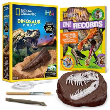 Imagem de Kit Livro de Dinossauro e de Fóssil de Dente de Dinossauro para Escavar, National Geographic
