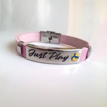Imagem de Pulseira Vôlei Just Play Aço Inox Bola vôlei Mikasa, Rosa
