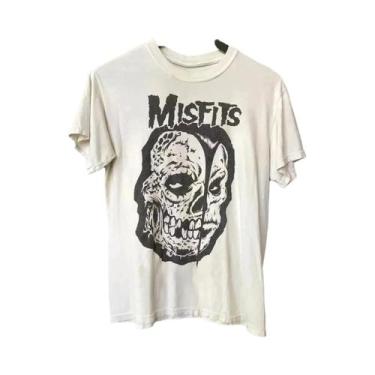 Imagem de Camiseta Unissex De Algodão Branco Com Estampa De Banda De Rock Misfit