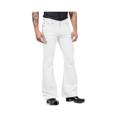 Imagem de Calças Retro Flare Masculinas De Cintura Média Em Cor Sólida, Clássica