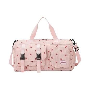Imagem de Bolsa De Viagem Grande Com Padrão De Morango, Compartimento Para Sapat