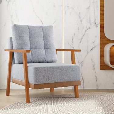 Imagem de Poltrona Decorativa com Pés em Madeira Olyra Inox