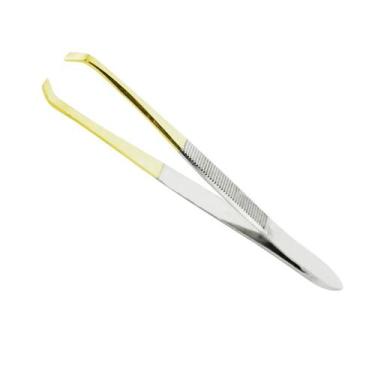 Imagem de Pinça Reta para Sobrancelha Ponta Dourada Mundial