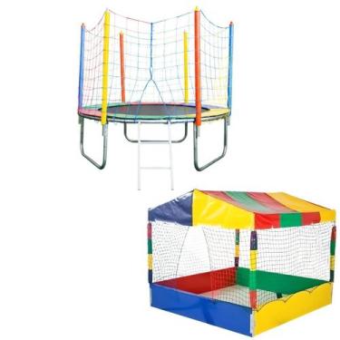 Imagem de Kit Diversão Cama Elástica Pula Pula Trampolim 1,83 Infantil e Piscina