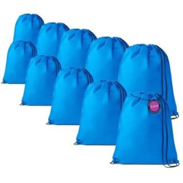 Imagem de Kit 10x Mochilas tipo Saco Gym Sack em TNT Premium 33x40cm Marino TopGet-Unissex