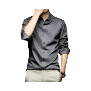 Imagem de Camisa Social Masculina Slim Fit De Manga Longa, Stretch, Antirrugas, 