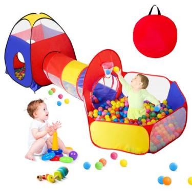 Imagem de Play Tent GeerWest 3 em 1 para crianças com piscina de bolas e túnel d