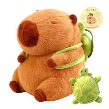 Imagem de Pelúcia de Capivara Wonfirang com Mochila de Tartaruga 23 cm