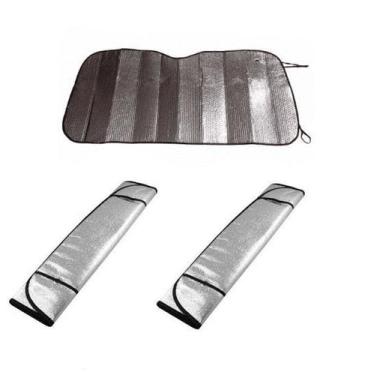 Imagem de Kit com 2 peças protetor solar tapa sol para-brisa carro alumínio 130x