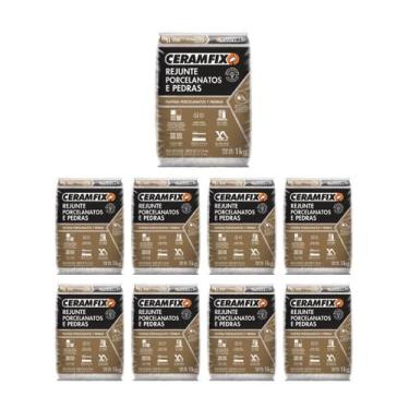Imagem de Kit 9 Rejunte Porcelanatos E Pedras Branco 1kg Ceramfix
