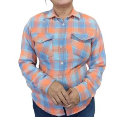 Imagem de Camisa Feminina De Flanela Xadrez Manga Longa Plus Size - Repelique, G