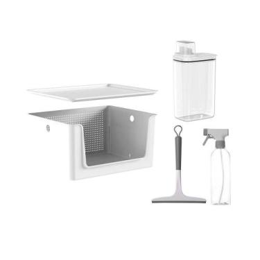Imagem de Kit Lavandeira Flow Com Dispenser De Sabão 2,3 L Branco + Borrifador +