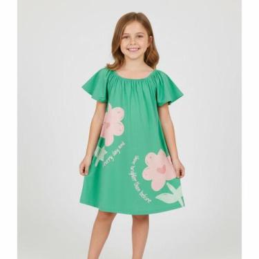 Imagem de Vestido verão Brandili caimento Leve fluido em flores COR:VERDETAMANHO