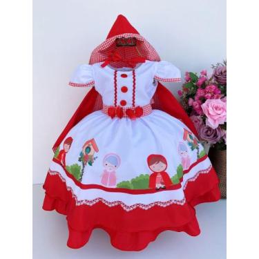 Imagem de Vestido De Festa Luxo Chapeuzinho Vermelho + Capa E Capuz - Kids - Les