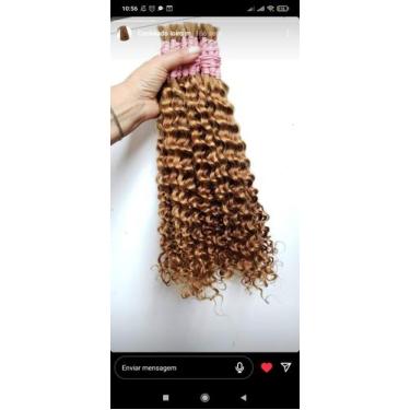 Imagem de Cabelo humano prémium cacheado loiro 65cm 100g - Universo capilar