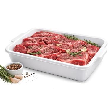 Imagem de Bandeja para Açougue 4 Litros Plástica PP Branca Resistente Carne Chur