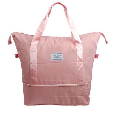 Imagem de Bolsa Viagem Feminina Dobrável Grande Academia Leve Oxford Compartimen