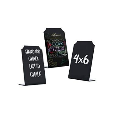 Imagem de Pequenos quadros-negros assinam mensagem de acrílico – Mini quadro negro com suporte para café e festas de restaurante, cartões de bufê, menus e eventos, casamentos – 4 x 6 placas – da Advanced Group Corp..., 3 Pack