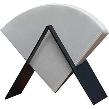 Imagem de Suporte de papel de filtro de café aço inoxidável recipiente de armazenamento de papel de café rack dispensador de filtro de café suporte de papel (cor: preto)
