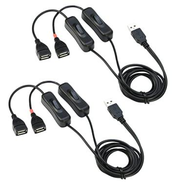 Imagem de Divisor USB com interruptor ON/OFF [9,5 m], cabo de extensão USB 2.0 macho para fêmea RIITOP (1 x dados USB e alimentação fêmea e 1 x USB fêmea fêmea)