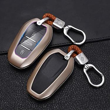 Imagem de YJADHU Porta-chave de carro chaveiro capa de chave de carro, apto para Peugeot 208 DS3 para Citroen C4 C5 X7 C4L C6 C3-XR 3008 4008, ouro