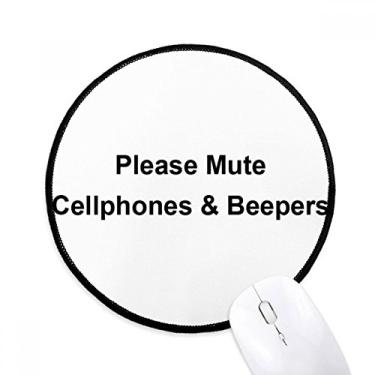 Imagem de DIYthinker Mouse pad com símbolo de bipe e celulares mudo para mesa de escritório tapete redondo para computador