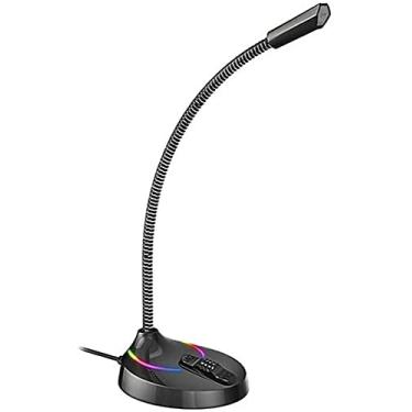 Imagem de Microfone Gamer De Mesa Jogos Profissional Com Led PC Computador USB