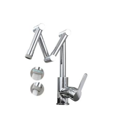 Imagem de Torneira para pia de cozinha dobrável toda em cobre torneira telescópica quente e fria universal para pia giratória torneira dourada, C2