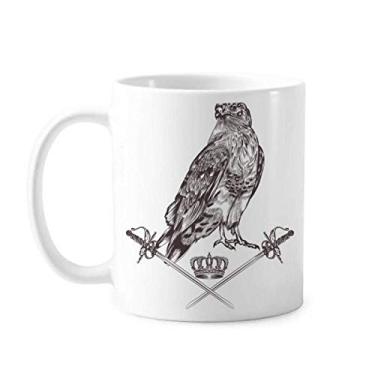 Imagem de Caneca de cerâmica com espada de águia, coroa de animais, estilo barroco, xícara de porcelana de café