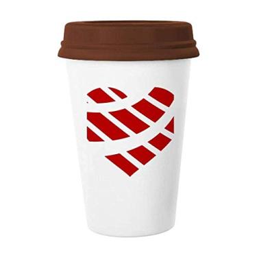 Imagem de Caneca vermelha em forma de coração do dia dos namorados, copo de cerâmica de vidro para beber café