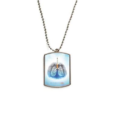 Imagem de DIYthinker Colar com pingente de identificação de cachorro em aço inoxidável com logotipo em pulmão queimando