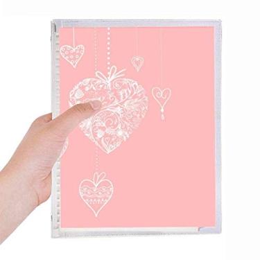 Imagem de Caderno de flores de coração rosa para dia dos namorados com folhas soltas e diário recarregável