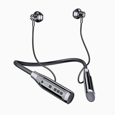 Imagem de Novo fone de ouvido A12 compatível com Bluetooth 5.0, fones de ouvido sem fio semi-intra-auriculares com suporte no pescoço, fones de ouvido de qualidade estéreo 9D para esportes de corrida