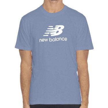 Imagem de Camiseta New Balance Essentials Basic - Masculino - Azul+Branco