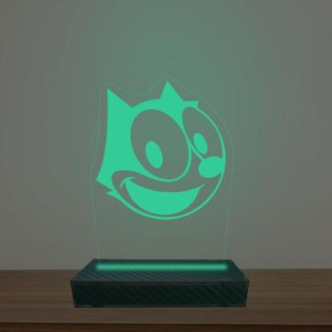 Imagem de Luminária Led 3d Gato Felix Abajur Luxo