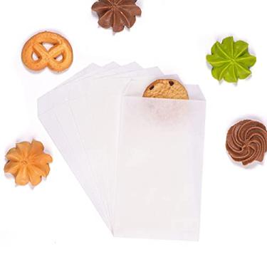 Imagem de Sacos de papel brancos pequenos planos à prova de gordura 3x5 para biscoitos de padaria, doces de petisco, sobremesa, sabonete de chocolate para casamento, carimbos, lembrancinhas de festa, pacote com 100 da Quotidian (7,8 cm x 12,7 cm)