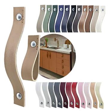 Imagem de Puxador Alça Full Parafuso para Móveis Armário Guarda Roupa Gaveta Porta Baús Caixas Bandeja Cesto Tábua Cor Textura de Couro (Capuccino)