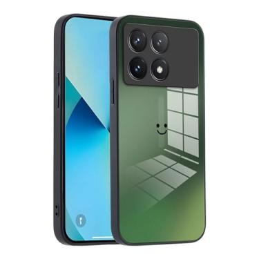 Imagem de XINYEXIN Capa de telefone de vidro gradiente para Xiaomi Poco X6 Pro 5G - Proteção fina, amortecedor de silicone macio, à prova de choque e resistente a arranhões - Verde