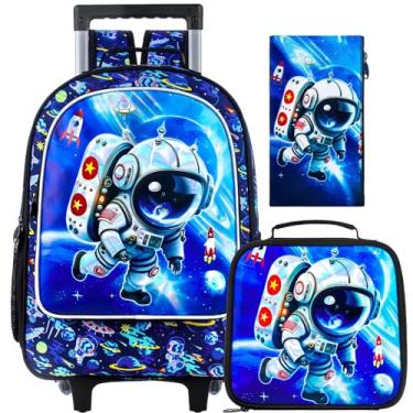 Imagem de Mochila KLFVB com rodinhas para meninas, meninos, mochila escolar com rodinhas e lancheira, mochila escolar com rodas para crianças, One Size