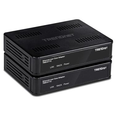 Imagem de TRENDnet Adaptador Ethernet Over Coaxial, (pacote com 2), compatível com MoCA 2.0, porta LAN Gigabit, suporta rendimento líquido de até 1 Gbps, suporta até 16 nós em uma rede, preto, TMO-311C2K