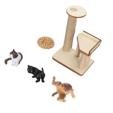 Imagem de Playset de Estatueta de Gato DIY, Construção Em Madeira Compensada, Compacto e Portátil, Exclusivo e Atraente, Seguro e Confiável, para Amantes (Tipo de tapete tecido)