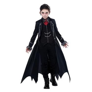 Imagem de California Costumes Fantasia infantil de vampiro gótico para meninos preto/vinho, médio