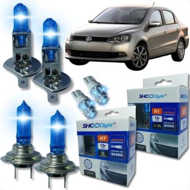 Imagem de Kit lâmpada shocklight super branca farol alto baixo e lanterna h1 h7 