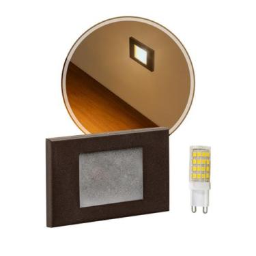 Imagem de Luminária Parede escada balizador Embutir Cx 4x2 Marrom + Luz LED G9 S