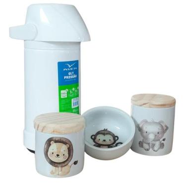 Imagem de Kit higiene bebê safari 4 Pçs-Garrafa 500ml Pressão TP Pinus - Antilop