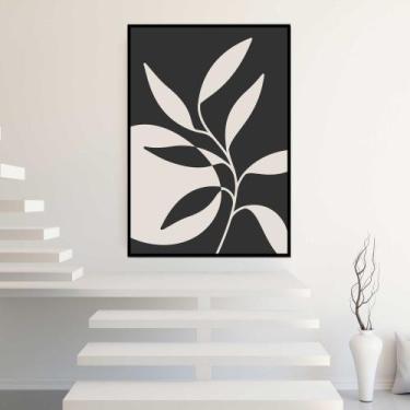 Imagem de Quadros Decorativos com com Moldura Abstrato Planta Preto branco Verti