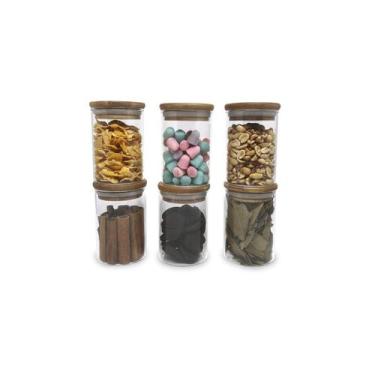 Imagem de Jogo de 6 Potes Herméticos de Vidro Tampa de Bambu - 250 Ml Oikos, U, 